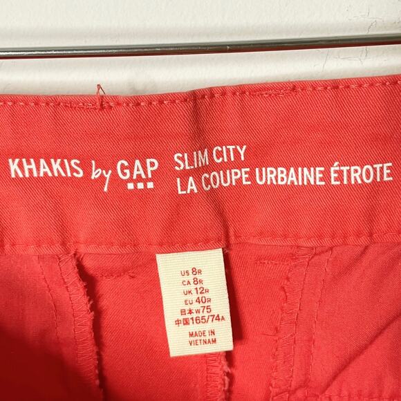 Gap Women's Slim City Khakis 8 Salmon Pink Chinos Ankle Stretch Mid Rise Pants - Picture 6 of 8